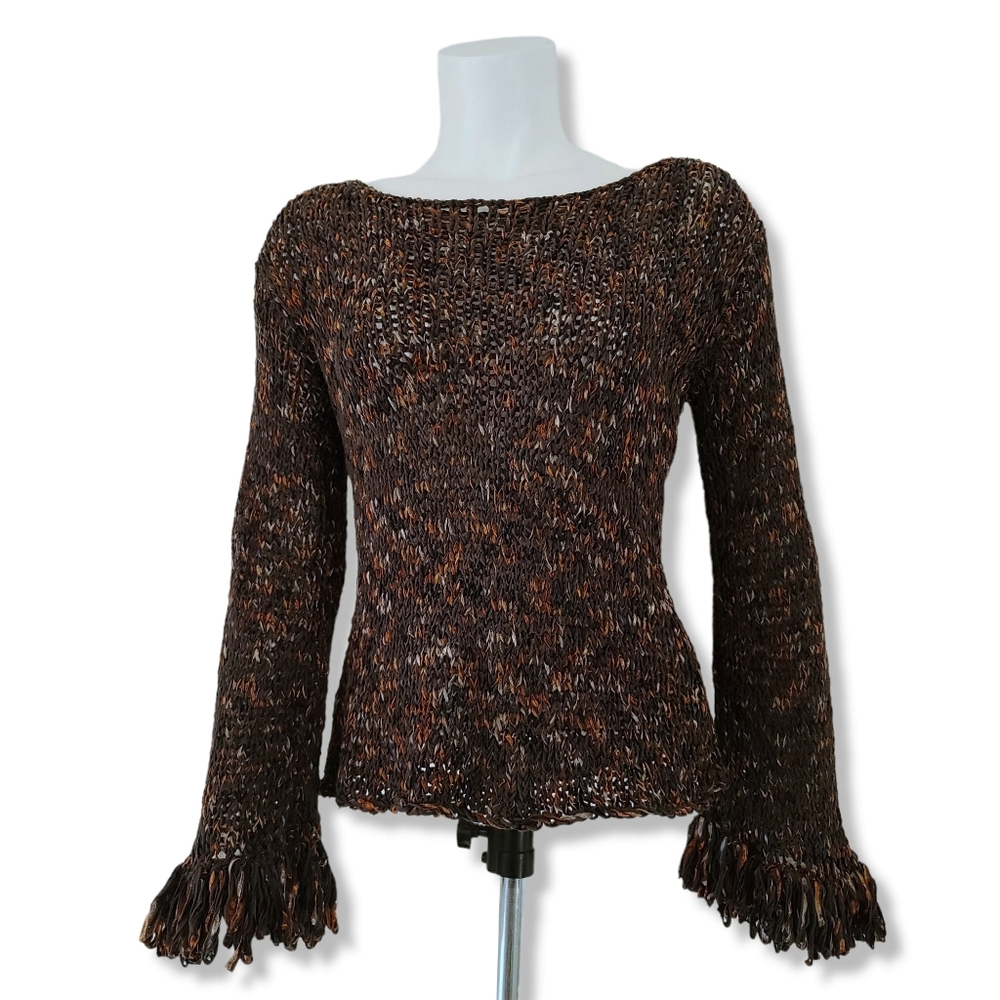 VINTAGE Y2K Gabriel Silk Sweater M Beverly Hills Cali Hand Woven Luxe Rare Boho - Picture 14 of 15